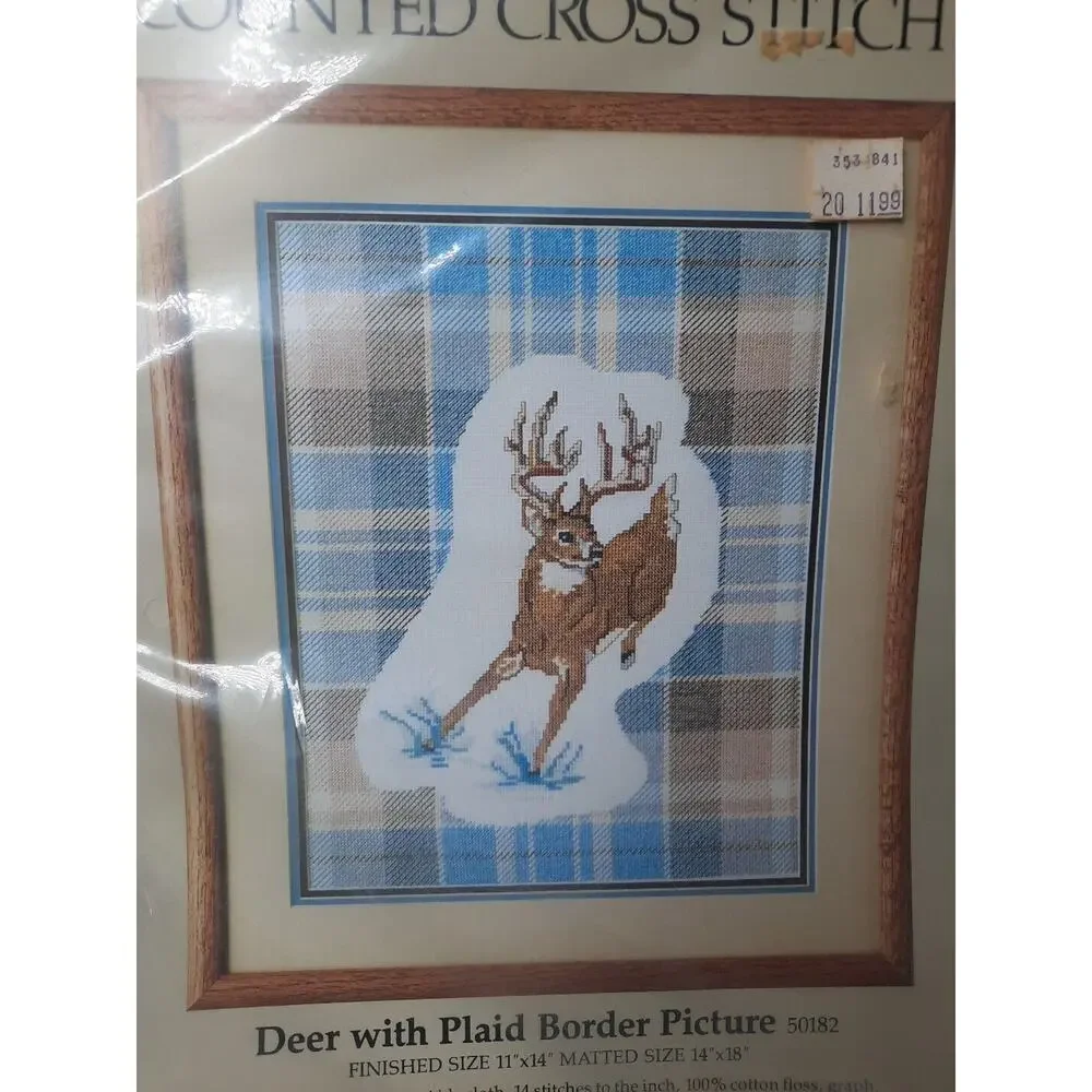 Something Special Counted Cross Stitch Kit Deer With Plaid Border Picture 50182